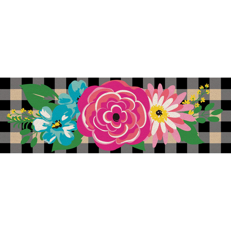 Evergreen Floormat,Floral Plaid Kensington Switch Mat,28.25x0.59x9.25 Inches