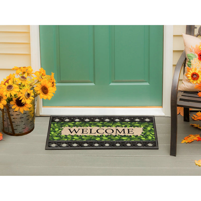 Evergreen Flag Boxwood Border Kensington Switch Mat 9.25 x 28 Inch Colorful Stylish and Durable Door and Floor Mat for Patio and Yard