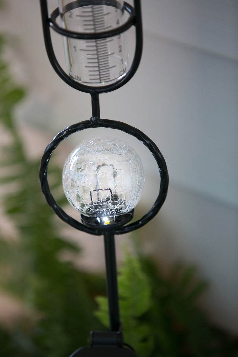 Evergreen Garden Stake,Rain gauge with solar light,5.9x33.46x5.51 Inches