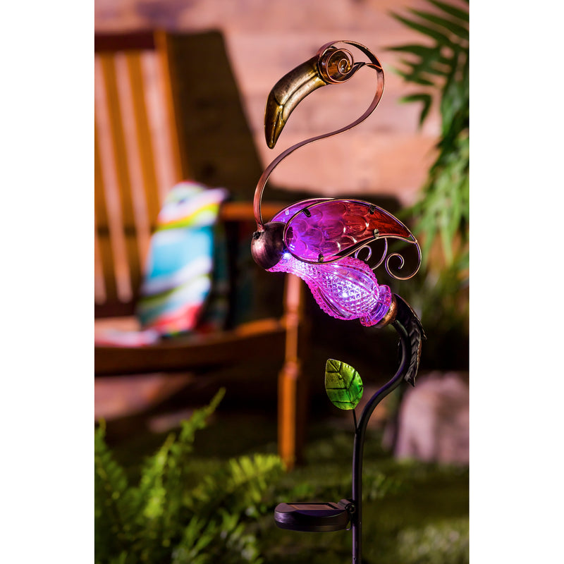 Evergreen 35" Solar Stake, Flamingo, 8.3''x 35.2'' x 4.3'' inches