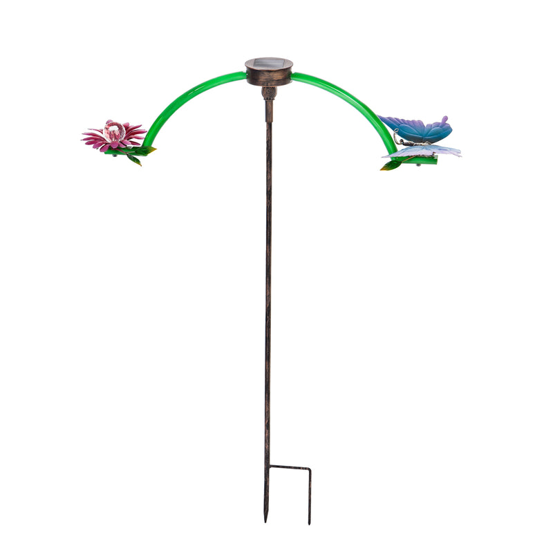 Evergreen Chasing White Light Solar Balancer Garden Stake, Butterfly, 26.2''x 3.3'' x 34.3'' inches