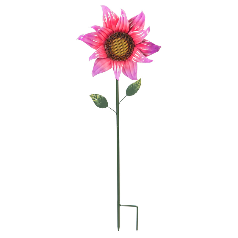 Evergreen Garden Stake,35"H Secret Solar Garden Stake, Pink & Purple Floral,5x35x10.5 Inches