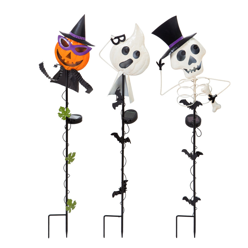 34"H Halloween Characters Solar Stake, 3 Asst,2sp5869
