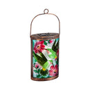 Handpainted Solar Glass Lantern, Hummingbird duo,2sp6242
