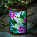 Handpainted Solar Glass Lantern, Hummingbird duo,2sp6242