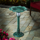 Solar Plastic Bird Bath, Lily Pad in Green Patina,2sp6258ecm