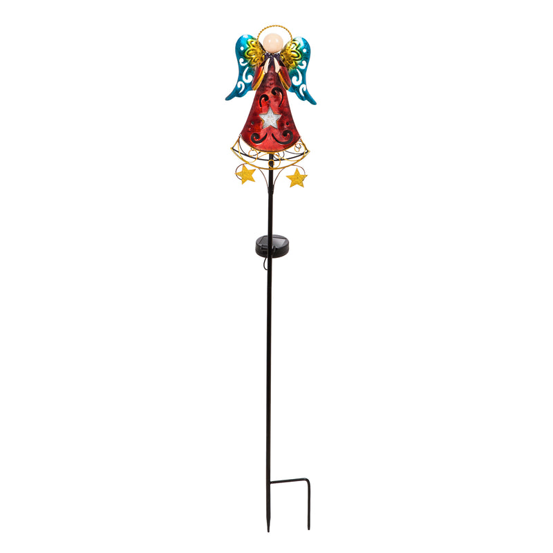 Evergreen 35.5"H Spinning Light Solar Garden Stake, Angel, 7.1''x 2.6'' x 35.4'' inches