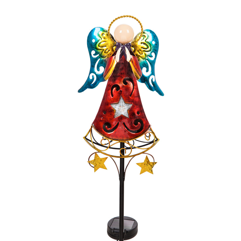 Evergreen 35.5"H Spinning Light Solar Garden Stake, Angel, 7.1''x 2.6'' x 35.4'' inches
