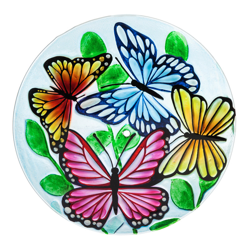 Solar Bird Feeder with Handpainted Embossed Glass, Butterflies,2sp6617