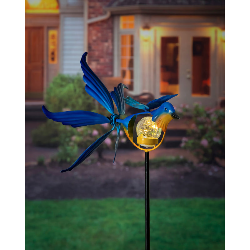 38"H Solar Blue Bird Staked Wind Spinner,2sp6673