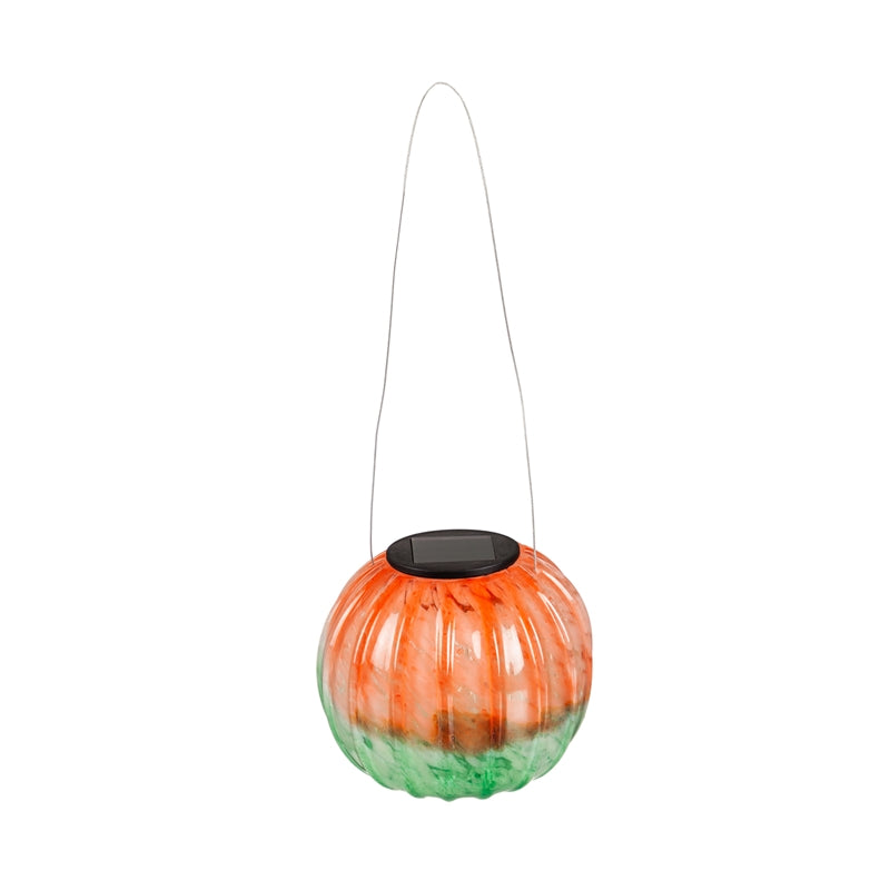 Solar Hanging Art Glass Pumpkin Lantern, 2 ASST.,4.53"x4.53"x3.94"inches