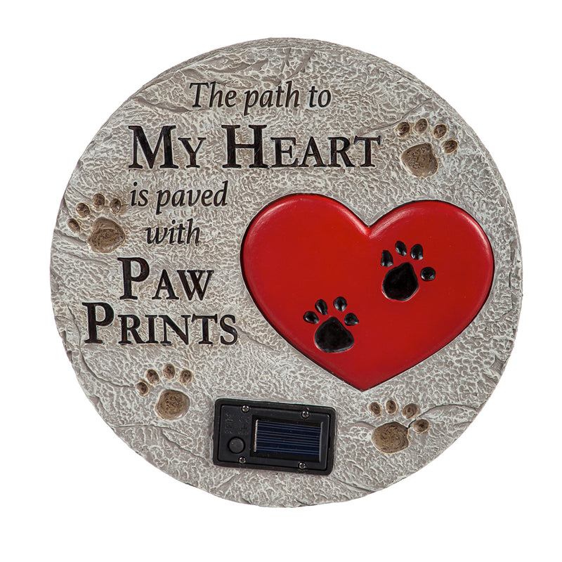 Paved with Paw Prints Solar Garden Stone, 10.83"x10.83"x1.38"inches