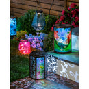 Handpainted Embossed Glass and Metal Solar Lantern, Wild Florals with Butterflies,2sp7119