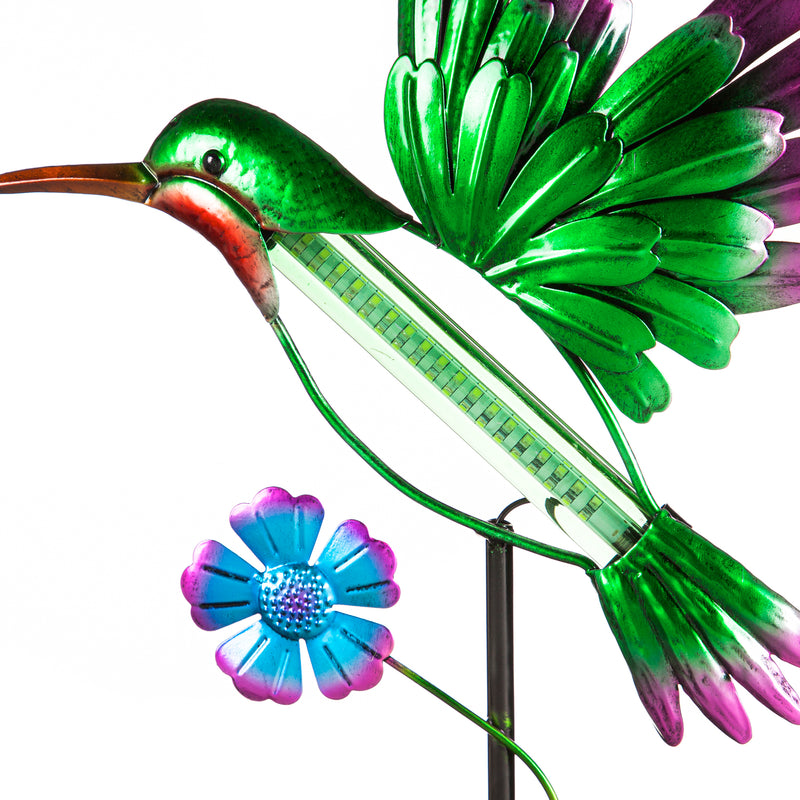 37"H Solar Drip Light Garden Stake, Flying Hummingbird, 10.83"x2.36"x37.6"inches
