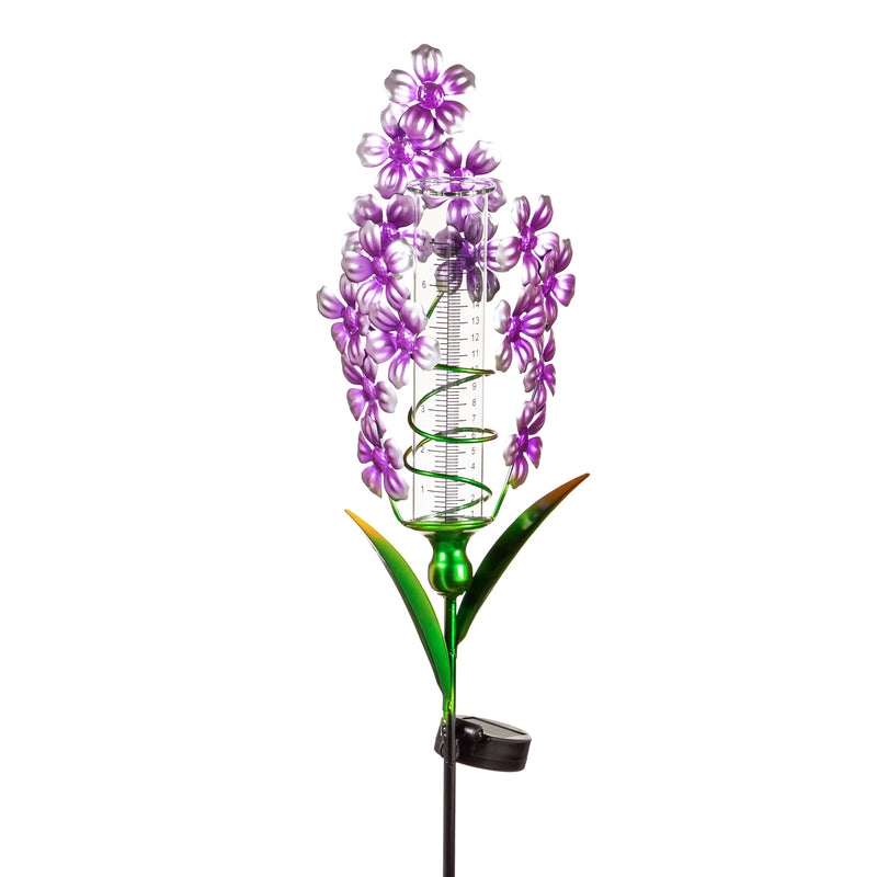 36"H Solar Rain Gauge Garden Stake, Lavender, 2 Asst, 8"x3.25"x36"inches