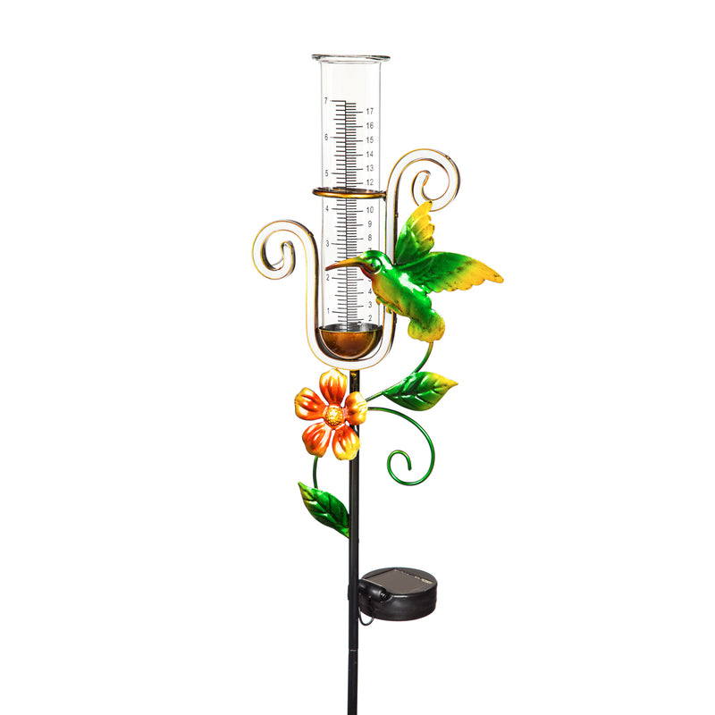 37"H Solar Neon Color Lights Rain Gauge Garden Stake, 2 Asst, 6.69"x2.95"x37.01"inches