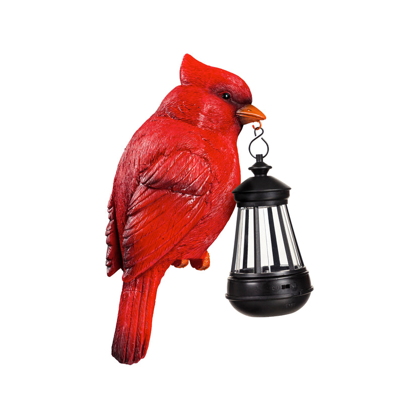 Fence Hanger with Solar Lantern, Cardinal, 4.72"x7.09"x11.22"inches