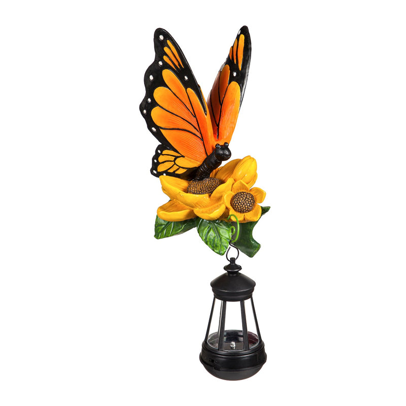 Fence Hanger with Solar Lantern, Butterfly, 14.96"x4.92"x6.3"inches