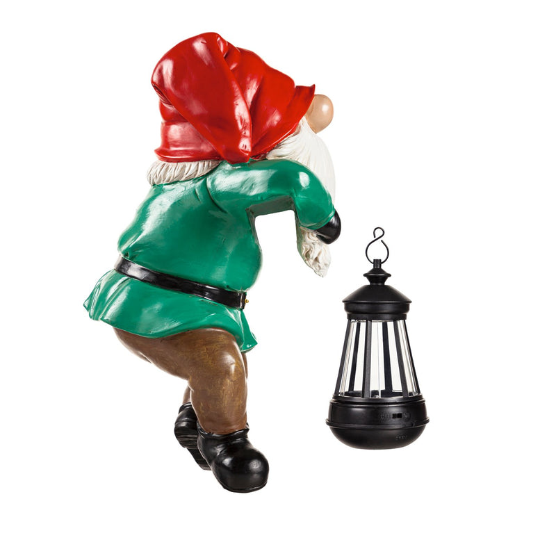 Fence Hanger with Solar Lantern, Gnome, 9.06"x8.07"x12.4"inches