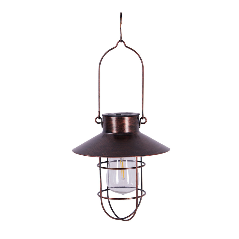 Solar Metal Lantern with Plastic Bulb, Dark Bronze,2sp7452