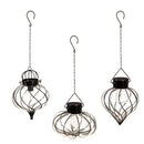 Hanging Glass Solar Lantern- Diamond Swirl 3 Asst, 2 of Each,2sp8131