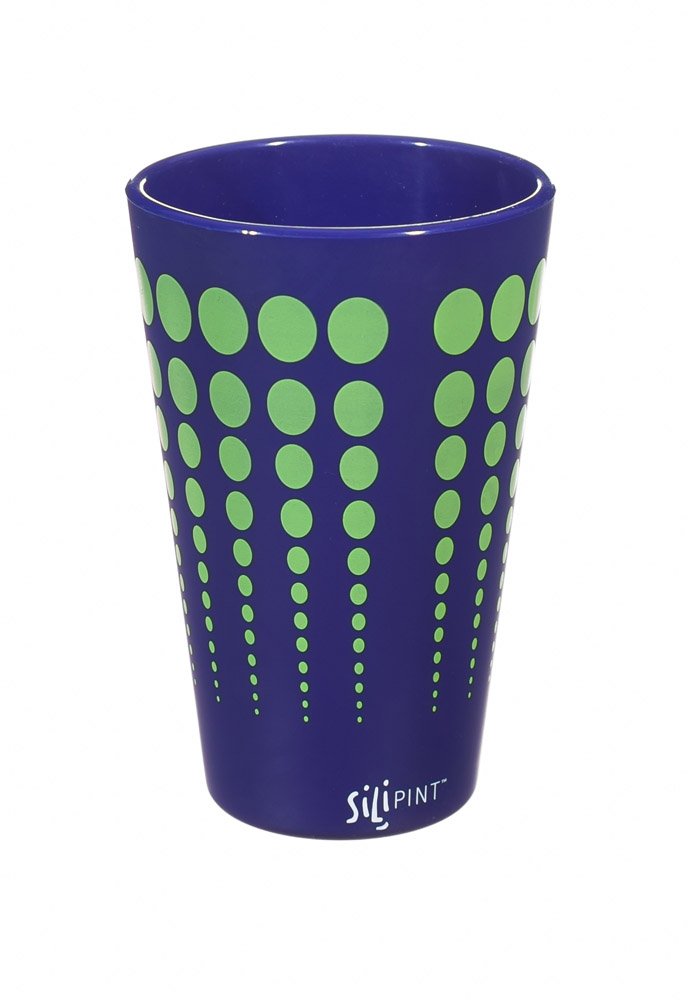 Evergreen Silipint, Pint, Navy with Green Dots, 3.62'' x 5.75 '' x 3.62'' inches
