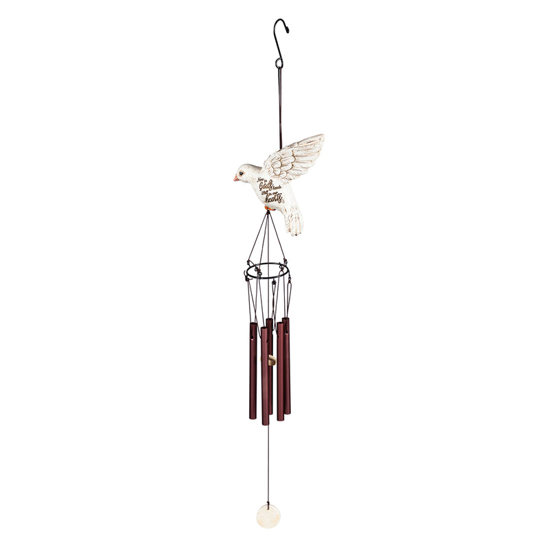 Evergreen Memorial Angel and Dove Windchime, 2 ASST., 25.2'' x 3.9'' x 2'' inches.