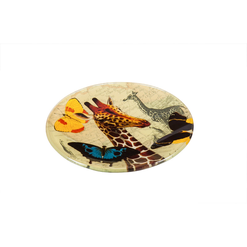 6" Round Glass Plate, Floral Safari,3agr66571