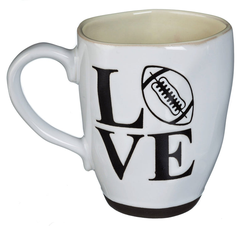 Cypress Home Ceramic Cup, Love Football, 16 Ounces