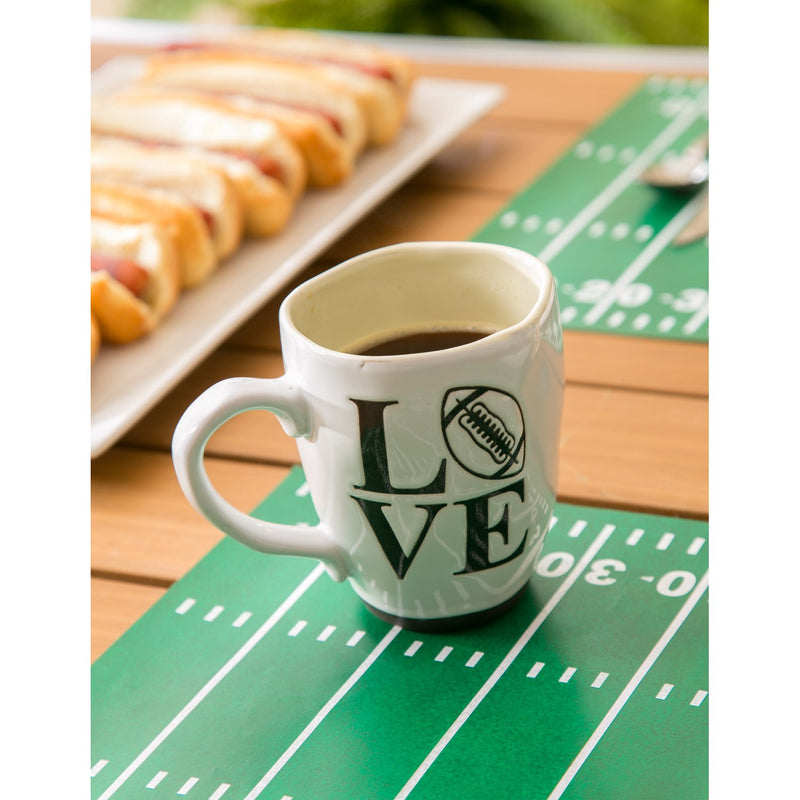 Cypress Home Ceramic Cup, Love Football, 16 Ounces