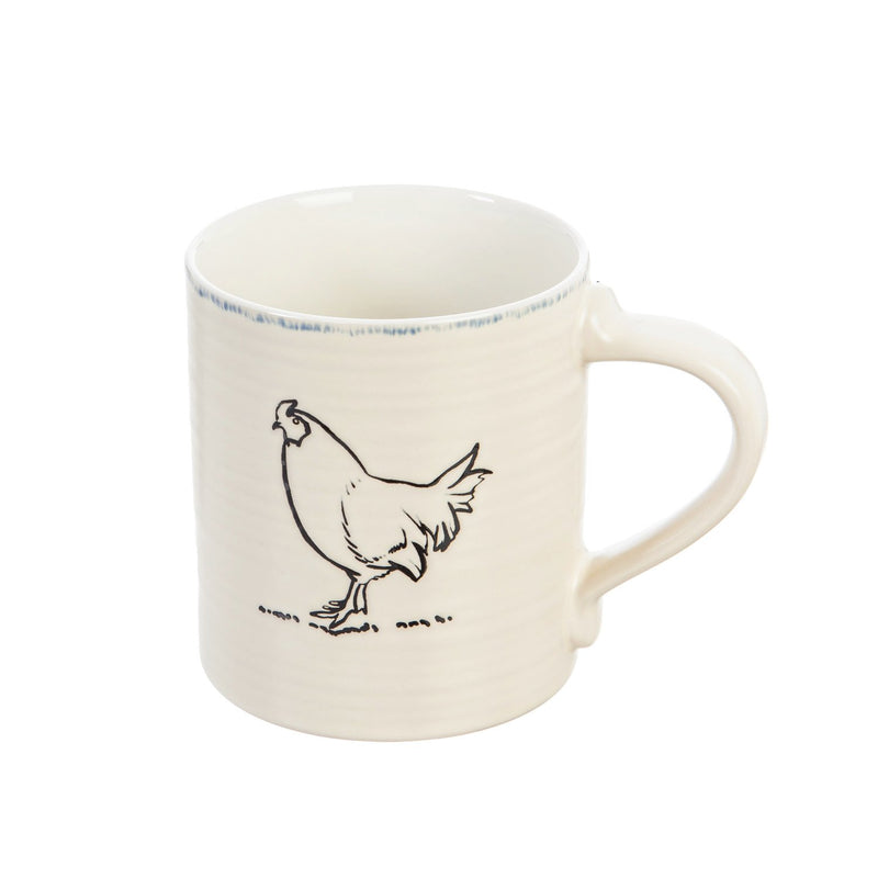 Ceramic Cup, 16 OZ with  bow, Farmhouse, 4 Asst,3amh082