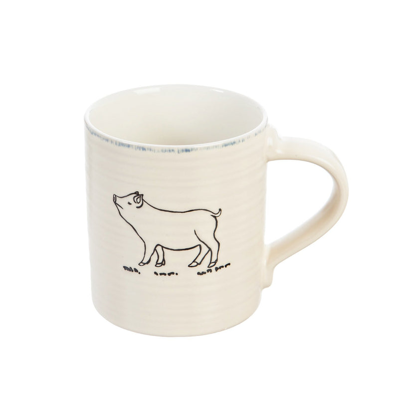 Ceramic Cup, 16 OZ with  bow, Farmhouse, 4 Asst,3amh082