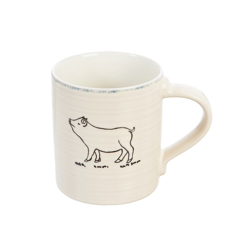 Cypress Home Farmhouse Ceramic Cup, Set of 4-16 OZ