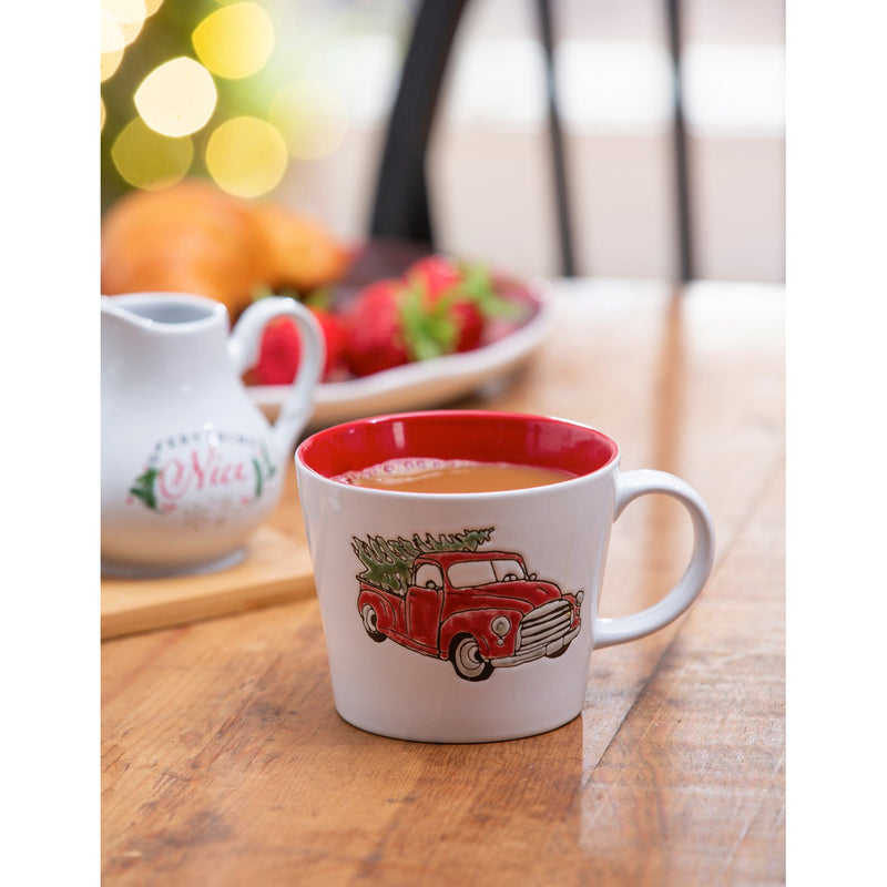 12 OZ Ceramic Cup, Red Truck