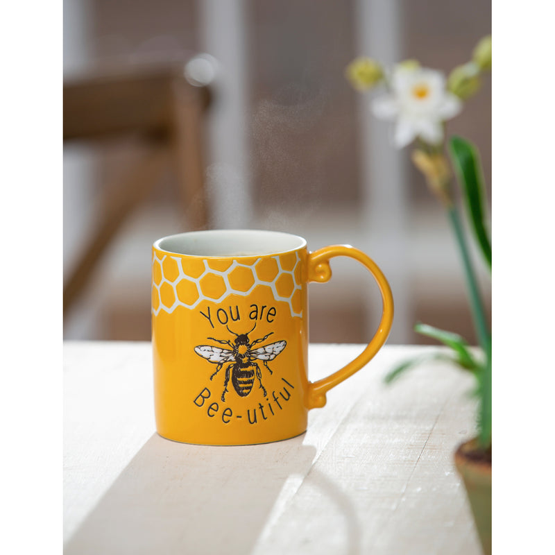 Ceramic Cup, 15oz, You Are Bee-utiful, 3.46"x3.43"x4.25"inches