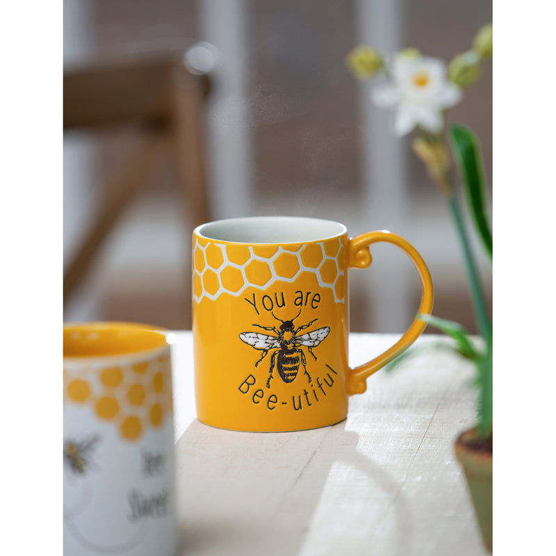Ceramic Cup, 15oz, You Are Bee-utiful, 3.46"x3.43"x4.25"inches