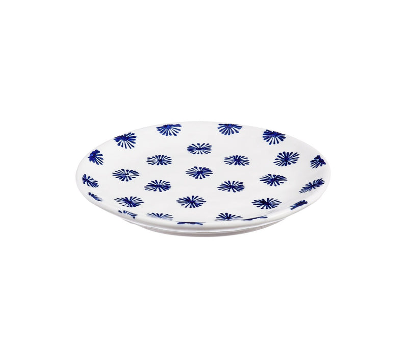 Debossed Ceramic 6'' Appetizer Plate w/caddy, Blue Floral Toile