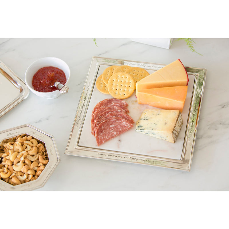 Evergreen Stainless Steel and Marble Cheese Knife and Cutting Board Gift Set, 11'' x 0.5'' x 11'' inches