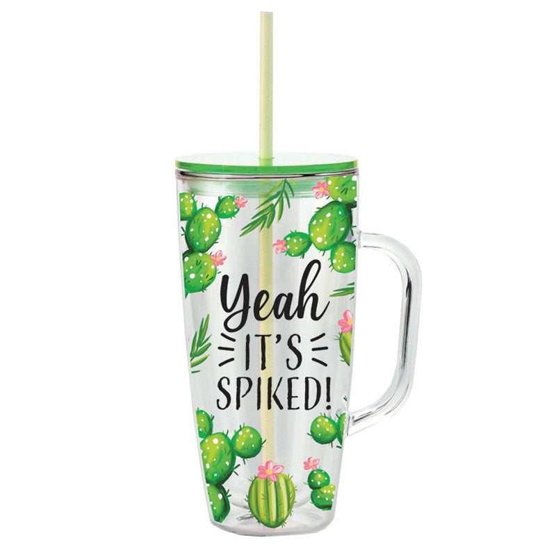 24 OZ Double Wall Tumbler with Straw, It's Spiked, 4.75"x3.75"x7.75"inches