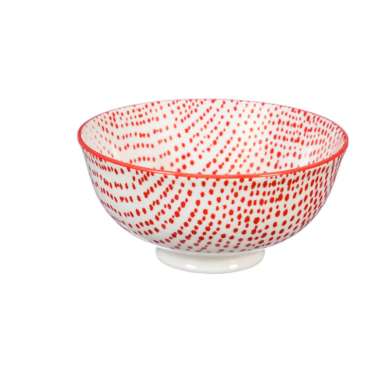 Evergreen Ceramic Bowl, 8 OZ, Red Pattern, Set of 4, 4.63'' x 4.63'' x 2.25'' inches