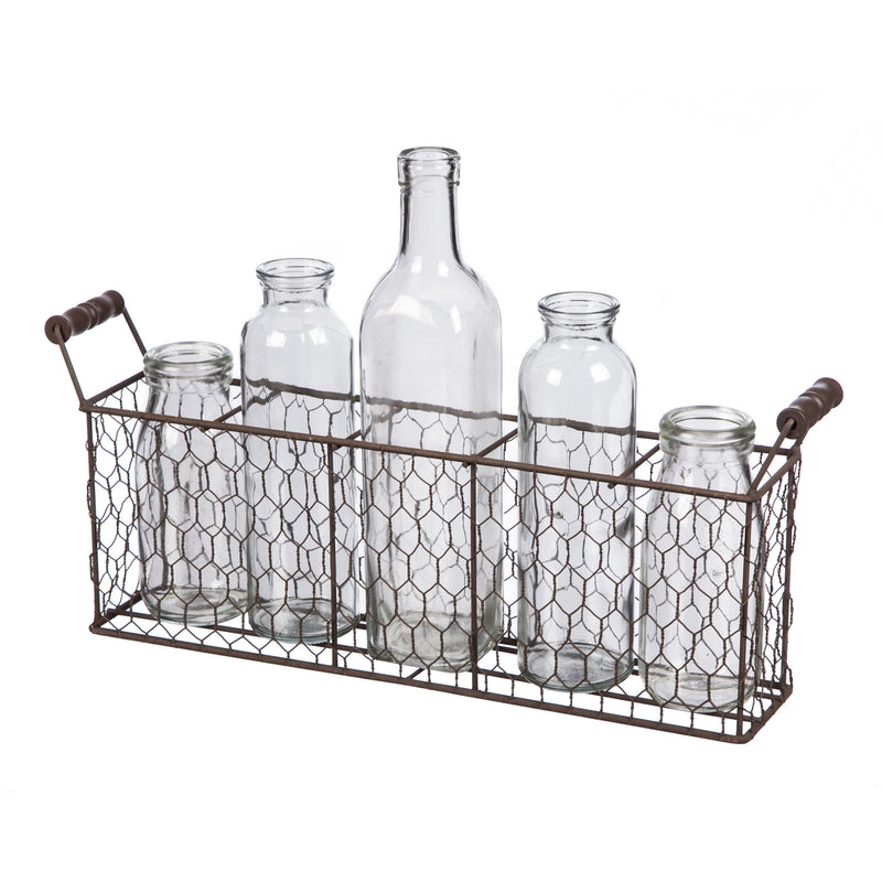 Wire Basket with 5 Bottles,3bt524