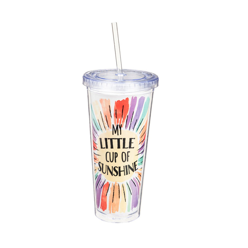 20oz Acrylic Color Changing Tumbler with Straw, Little Cup Of Sunshine, 4"x4"x8"inches