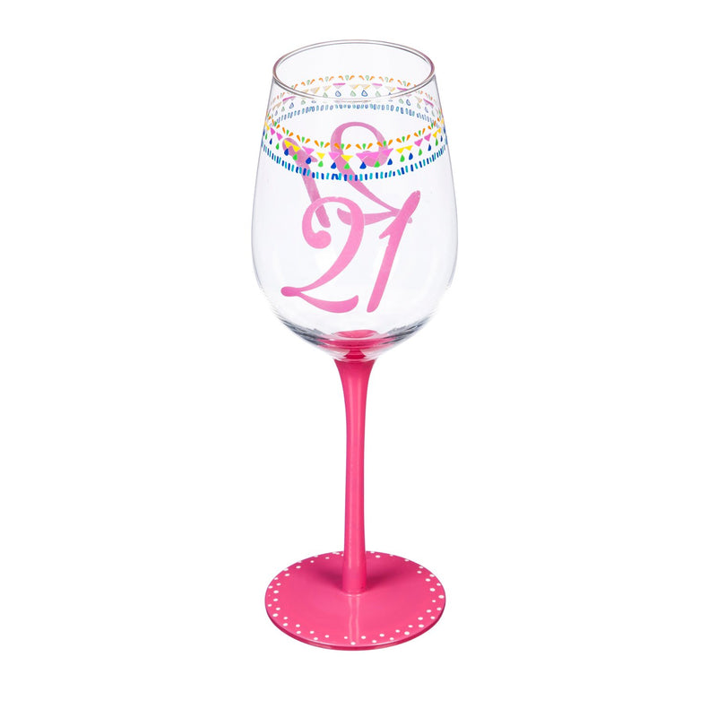 Cypress Home Beautiful 21st Birthday Color Changing Wine Glass - 3 x 3 x 10 Inches Homegoods and Accessories for Every Space