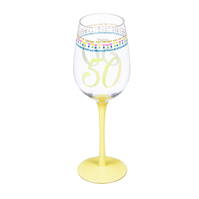 Cypress Home Beautiful 50th Birthday Color Changing Wine Glass - 3 x 3 x 10 Inches Homegoods and Accessories for Every Space
