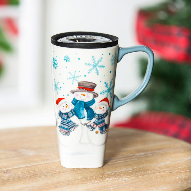 Ceramic FLOMO 360 Travel Cup, 17 oz., Snowman Family