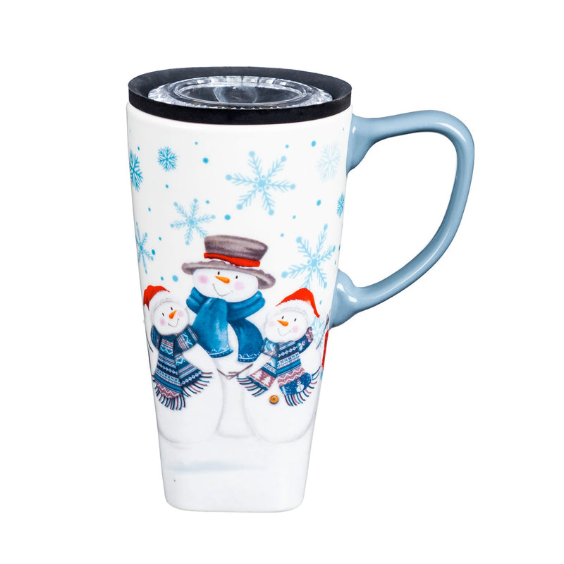 Ceramic FLOMO 360 Travel Cup, 17 oz., Snowman Family