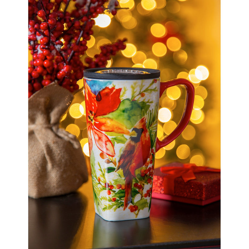 Ceramic FLOMO 360 Travel Cup, 17 oz., Cardinal & Berries