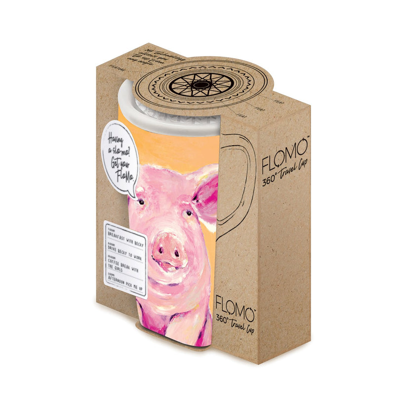 Cypress Home Beautiful Pig Portrait Ceramic Travel Cup - 5 x 6 x 4 Inches Homegoods and Accessories for Every Space