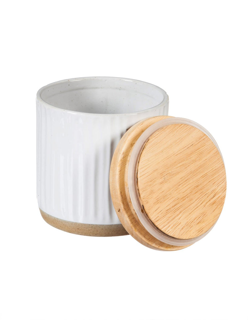 Cypress Home Picket Porcelain Debossed Ceramic Canisters, Set of 3