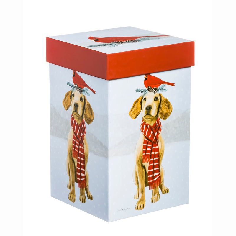 Cypress Home Beautiful Christmas Dog Ceramic Travel Cup with Tritan Lid and Matching Box - 4 x 5 x 7 Inches Indoor/Outdoor home goods For Kitchens, Parties and Homes